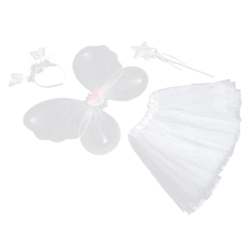 DEARMAMY ädchen Kostümset Mit Schmetterlingsflügeln Und Tüllrock 4 Teiliges Set Mit Glitzer Haarband Und Zauberstab Für Kleine Feen Und Prinzessinnen Ideal Für Karneval Und Rollenspiele von DEARMAMY