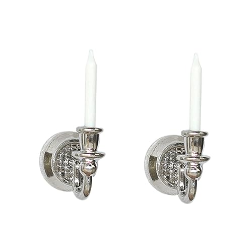 DECHOUS 1 Paar Puppenhaus Wandleuchte Puppenhaus-Layout Mini Kleines Hauszubehör Kerzenlampe Ornament Zubehör Für Puppenhäuser Kleines Hausgerät Ferrolegierung Silver von DECHOUS