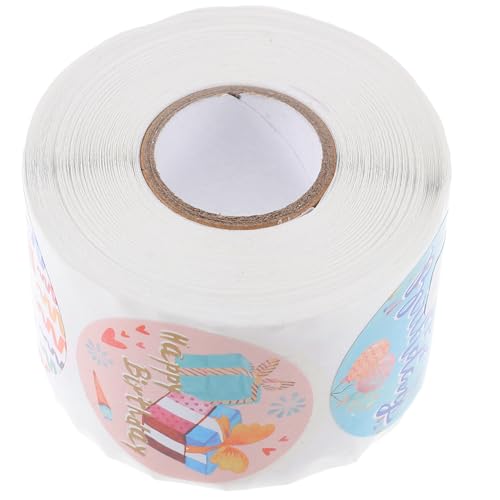 DECHOUS 1 Rolle Happy Birthday Kinderspielzeug Rolle Aufkleber Tag Versiegelungsaufkleber Geschenketikettenaufkleber Selbstklebende Siegelaufkleber Geschenkversiegelungsaufkleber Happy von DECHOUS