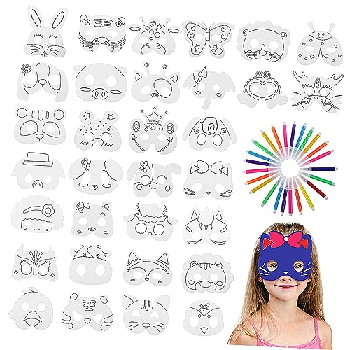 DECHOUS 1 Satz Elastische Kordel der Maske Tiermasken Masken-Cosplay Kunst halloween masken halloweenmaske masks aquarellstifte halloween deko einzigartige Maske Maskenstütze Weißer Karton von DECHOUS