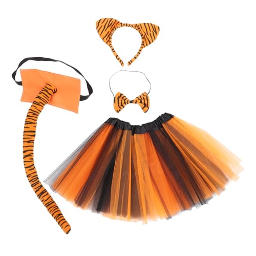 DECHOUS 1 Satz Kostümset Tiger Zubehör für Halloween Teiliges mit Kopfband Fliege und Rock Flexibel und Kreativ für Karneval Fasching und Kostümpartys von DECHOUS