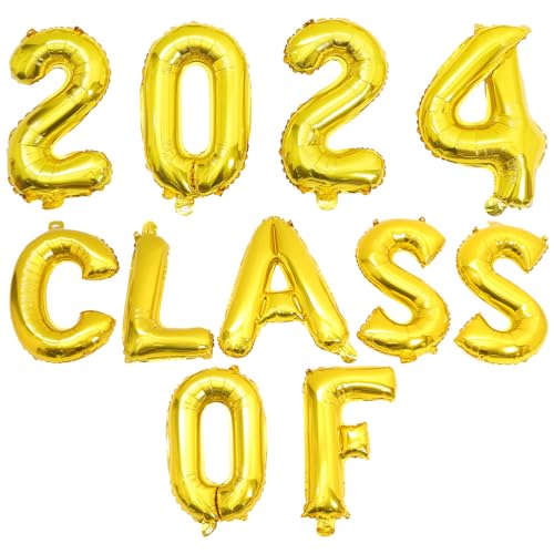 DECHOUS 1 Satz Luftballons Der Klasse 2024 Riesenzahlenballons Der Klasse 2024 Abschlussbanner 2024 Abschlussfeierdekorationen für Die Abschlussfeier 2024 Golden von DECHOUS