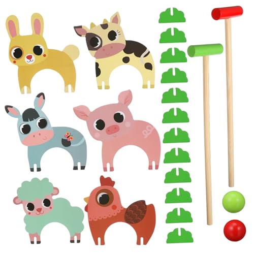 DECHOUS 1 Satz Lustiges Tierkrocket Bausatz Krocketspielzeug mit Tiermotiven drinnen tierförmig Ball Krocket-Set Krocketspiel aus Holz Krocket-Spiel Kick-Crocket-Spiel hölzern von DECHOUS