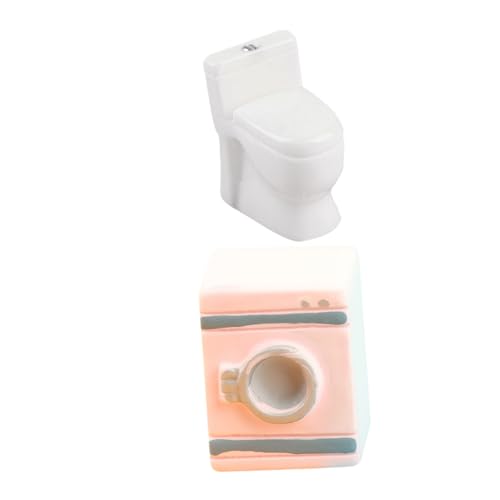 DECHOUS 1 Satz Mikro-Landschaftswaschmaschine Artikel klein Miniatur realistisch mini Waschmaschine puppenhaus deko puppenhaus Toilette winzige Toilette Waschmaschinenmodell Harz Weiß von DECHOUS