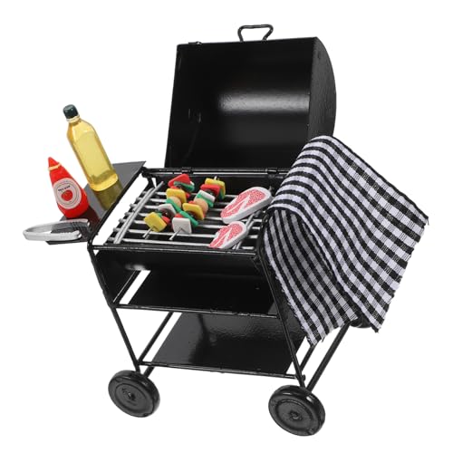 DECHOUS 1 Satz Mini-Grill Mini- -küchenstütze Küchengeräte Mini Grill Dekoration Miniatur-BBQ-grillmodell Küchengrill Puppenhaus-grillständer Mini-küchengeschirr Legierung von DECHOUS