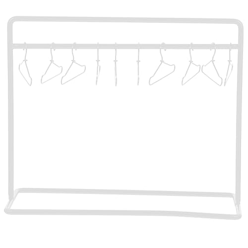 DECHOUS 1 Satz Mini-aufhänger Puppenzubehör Gestell Puppenhaus Miniaturen Zubehör Mädchen Puppenkleidung Klein Kleiderbügel Puppenbett Gemacht Puppenregal Und Aufhänger Weiß Eisen von DECHOUS