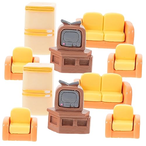 DECHOUS 1 Satz Mini-tv-Modell Puppenhaus Mini-Fernseher Puppenhaus Miniaturfernseher Kleines Doppelsofa Mini-Sofa Miniatur-tv-Foto-Requisite Puppenhaus Kleines Sofa Kunstharz von DECHOUS