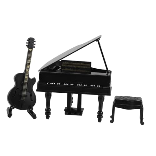 DECHOUS 1 Satz Miniatur-Musikinstrument Puppenhaus-Musikinstrumente Miniatur Gitarre Klavier Set Musikalische Puppenhaus Deko Klavierminiatur Mini-Piano- Plastik von DECHOUS