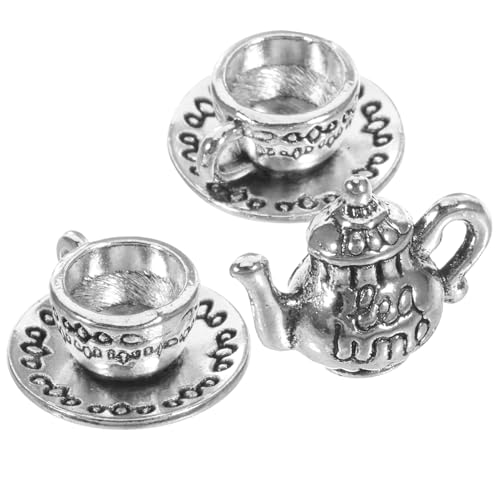 DECHOUS Miniatur Teekannen Satz Vintage Metall mit Tasse Dekorative Kleiner für Puppenhaus Retro Küchenrequisite für Sammlungen von DECHOUS