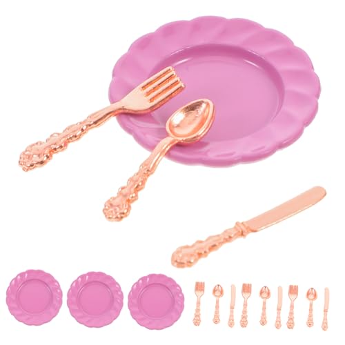 DECHOUS 1 Satz Miniaturbesteckset Puppenhaus Dekoration Besteck Geschirrset Tun So, Als Ob Sie Hätten Tiny House Geschirr Mini- -dekore Rose Gold Harz von DECHOUS