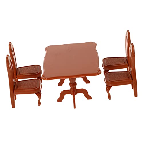 DECHOUS 1 Satz Modell Esstisch Und Stuhl Mini-möbelmodell Spielhauszubehör Mini Plastikstuhl Desktop-Dekoration Mini-schreibtischmöbel Kinderspielzeug Mini-Tisch Mini Möbel Pp Orange von DECHOUS