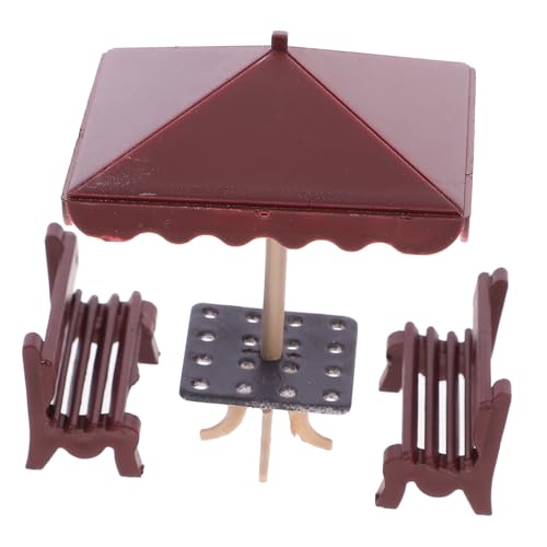 DECHOUS 1 Satz Parkstuhl Modell Miniatur Puppenhaus Puppenstubenmöbel gartenmöbel puppenmöbel mikrolandschaft Mini-Hausbankmodelle Mikro-Landschaftsbank Simulations-Minibank Abs Dark Brown von DECHOUS