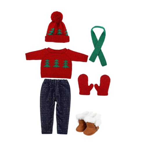 DECHOUS 1 Satz Puppe Weihnachtskostüm Für Plüschpuppenkleidung Puppen-weihnachtskleidungs-Requisiten Puppe Weihnachtskleidung Outfits Hüte Schal Party Kostüme Dekorationen Baumwolle von DECHOUS