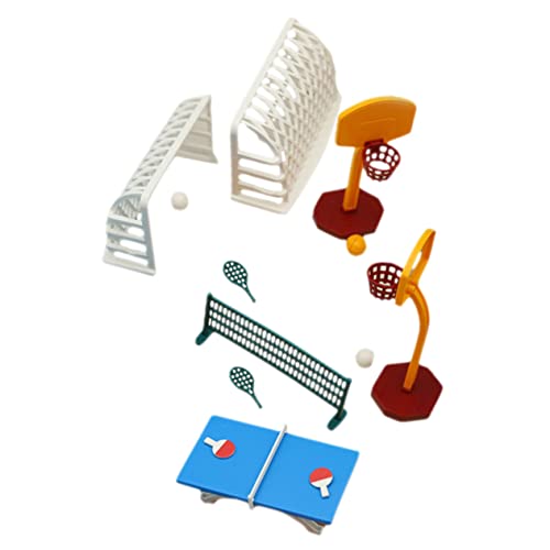 DECHOUS 1 Satz Puppenhaus-basketballkorb Miniatur Modell Fussball Kuchen Deko Fussball Tortendeko Spielzeuge Zubehör Tischtenniskelle Tischtennisball Puppenhaus Dekore Plastik von DECHOUS