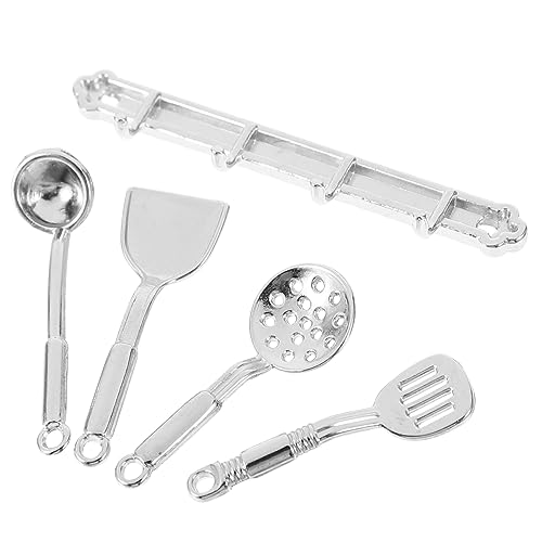 DECHOUS 1 Satz Puppenstuben-Küchenutensilien Mini-Puppenhaus- Mini-Kochutensilien Mini- -Küchengerät kleine Küchenutensilien Mini-Küchenzubehör Mini-Hauskochgeschirr Metall Silver von DECHOUS