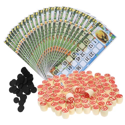 DECHOUS 1satz Vintage Russische Lotto-spieleset Aus Holz Lustiges Gesellschaftsspiel Für Partys Für Erwachsene Und Familien Interaktiver Bingo-Karten Und Holzspielsteinen von DECHOUS