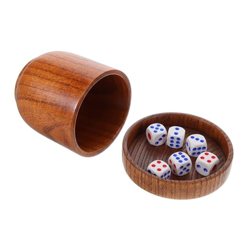 DECHOUS 1 Satz Siebbecherwürfel Aus Massivholz Würfelschüttler Spielzubehör Ktv-spielwürfel Party-würfelbecher Spiel Requisiten Würfel Hölzern von DECHOUS
