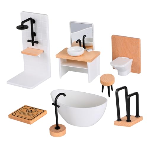 DECHOUS 1 Satz Simulierte Kleinmöbel Badezimmer-Szene-Requisite Miniaturen Miniaturbadewanne Duschraum-minimodell Puppe Dollhouse Badezimmer Hausmodelltoilette Zubehör Wohnkultur Plastik von DECHOUS
