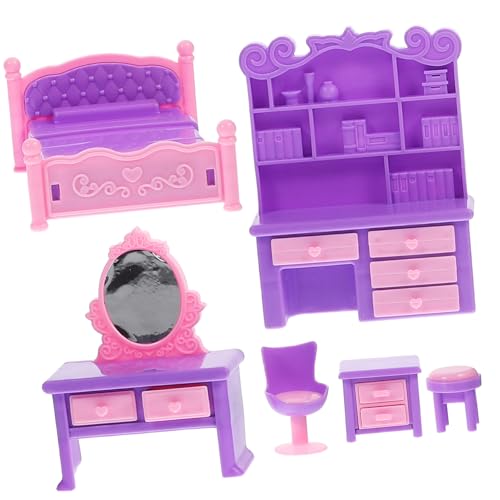 DECHOUS 1 Satz Spielhausmöbel Dekoratives Mini-Sofa Puppencouch Mini House Accessory Kleines Sofadekor Miniatur-Sofa-Modell Mini-hausbedarf Miniatur-puppendekor Violett Plastik von DECHOUS