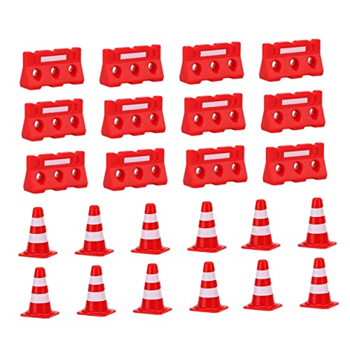 DECHOUS 1 Satz Straßenschild Barrikade Verkehr Klein Mini Hindernis Fußballkegel Zum Training Sicherheitskegel Garage Zapfen Roadblock-Modell Kinderspielzeug Rot Plastik von DECHOUS
