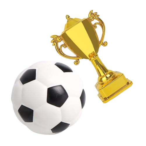 DECHOUS 1 Satz Trophäen-fußballmodell Figur Ornamente Bot Premier Kleines Fußballmodell Fußball-kuchendekoration Ding Gefälscht Billard Netz Mini-fußball Sport Plastik Wiederverwendbar von DECHOUS