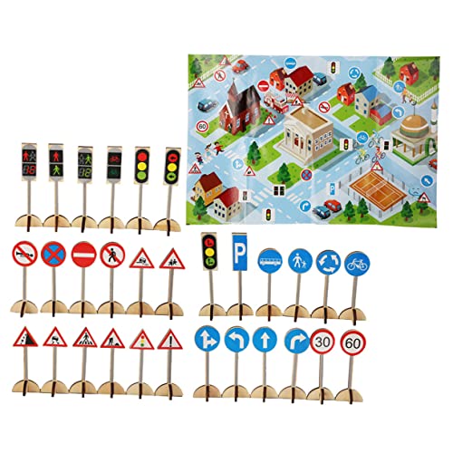DECHOUS 1 Satz Verkehrszeichen Kleinkindspiel Mat lehrreich Auto verkehrsschilder verkehrsschilder Simulation von Verkehrszeichen für kognitive Spiele von DECHOUS