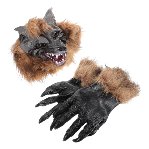 DECHOUS 1 Satz Wolf-Handschuh-Maske Party-Cosplay-Kostüm Halloweenkostüm Hände und Maske halloween schminke halloween make up kleider Halloween Kostümzubehör Halloween-Wolfsmaske Vinyl DECHOUS 1 Satz Wolf-Handschuh-Maske Party-Cosplay-Kostüm Halloweenkostüm Hände und Maske halloween schminke halloween make up kleider Halloween Kostümzubehör Halloween-Wolfsmaske Vinyl von DECHOUS