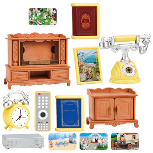 DECHOUS 1 Satz für kinderspielzeug Kid Toys Dollhouse playmobile mädchen Möbel klein Miniaturmodelle Mini-Fernseher Zubehör für Puppenhäuser Plastik Orange von DECHOUS