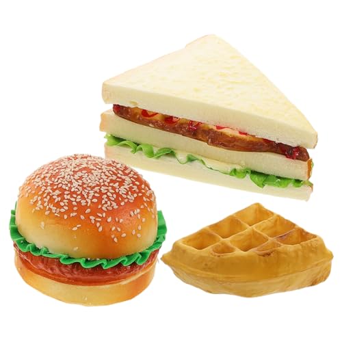 DECHOUS 1 Satz simuliertes Brot Spielzeugnahrung Hamburger Lernen realistisches Sandwich für interaktives Essen realistisch gefälschtes Sandwich PVC von DECHOUS