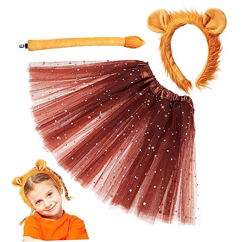 DECHOUS 1 Set Löwen Charakterkostüm Cosplay Löwenkostüm Mädchen Löwenkostüm Löwen Tutu Löwenschwanz Löwenkopfband Für Erwachsene Löwenkopf Für Polyester von DECHOUS