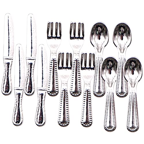 DECHOUS 1 Set Mini Messer Und Gabellöffel Mini Hausdekor Puppenhauszubehör Puppenhausdekor Mini Hauszubehör Puppenspielzeug Kinderspielzeug Kognitives Kinderspielzeug von DECHOUS