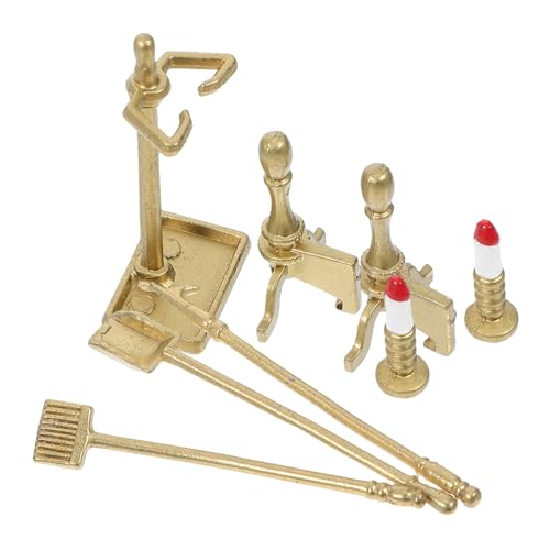 DECHOUS 1 Set Puppenhaus Miniatur Szene Modell Kamin Zubehör Puppenhaus Mini Möbel Dekoration Set Mit Feuer Werkzeuge Schaufel Kerzenhalter von DECHOUS