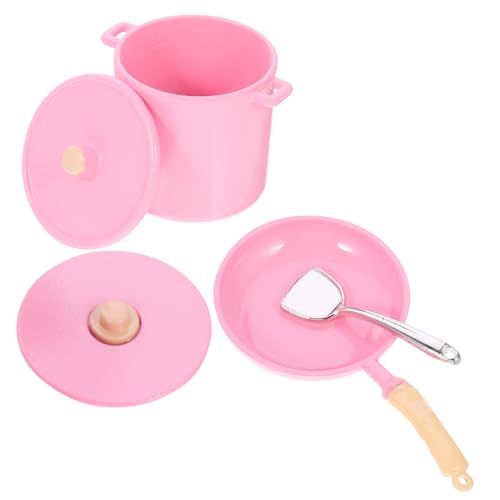 DECHOUS 1 Set Simulationsmodell Lebensmittel Und Miniatur Töpfe Und Pfannen Miniatur Mini Kochgeschirr 1/12 Puppenhaus Kochgeschirr Zubehör Puppenhaus Küchenzubehör Rosa von DECHOUS