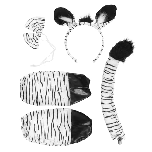 DECHOUS 1 Set Zebra Kostüm Krawatten Kopfträger Schleife Zubehör Hundeperücke Amor Kostüm Ratten Set Nilpferd Bandana Zebra Outfit Plüsch Bananen Kostüm Dschungeltier von DECHOUS