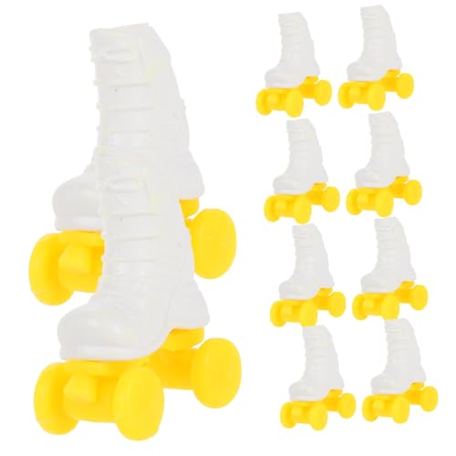 DECHOUS 10 Paare Rollschuhspielzeug Puppen Accessoires dekoratives Rollschuhmodell Anziehpuppendekoration Puppenschuhe Mini-Turnschuhe Freizeitschuhe Zubehör Plastik Weiß von DECHOUS
