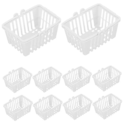 DECHOUS 10 STK. Puppenhaus Einkaufskorb Lagerung Für Klein Puppenhaus Mini-kunststoffkorb Miniatur-aufbewahrungskorb Puppenhaus-minikorb Zur Aufbewahrung Weiß Plastik von DECHOUS