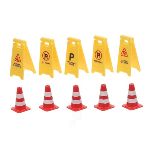 DECHOUS 10 Stück Bauwarnschildmodell Jungs für Blau Straßenschilder verkehrsschilder Baustellen-Spielset Modellbau Verkehrsszene warnschilder Verkehrszeichen Mini-Leitkegel Abs von DECHOUS