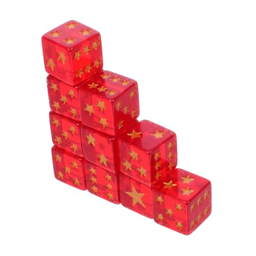 DECHOUS 10 Stück Fünfzackige Sternwürfel Abschlussfeier Pin Spiel Kunstwürfel Miniaturwürfel Goldwürfel LRC Würfelspiel Große Quadratische Durchscheinende Farben von DECHOUS