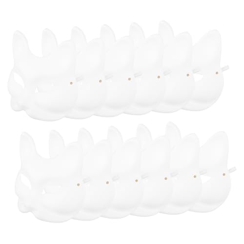 DECHOUS 10 Stück Handbemalte Zellstoffmasken Maskerademaske Halloween -dekoration Halloween-schädelhandschuhe Fuchskostüm Schmücken Henne Maskenfuchs Katzenfuchs Maskenball Papier Weiß von DECHOUS