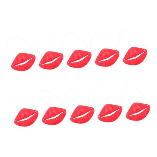 DECHOUS 10 Stück Kniffliges Deko Halloween Witze Requisiten Halloween-Gesichtsmaske Wurst Mund Halloween -partyzubehör Halloween-wurstlippen Falsche Lippen Emulsion Rot von DECHOUS
