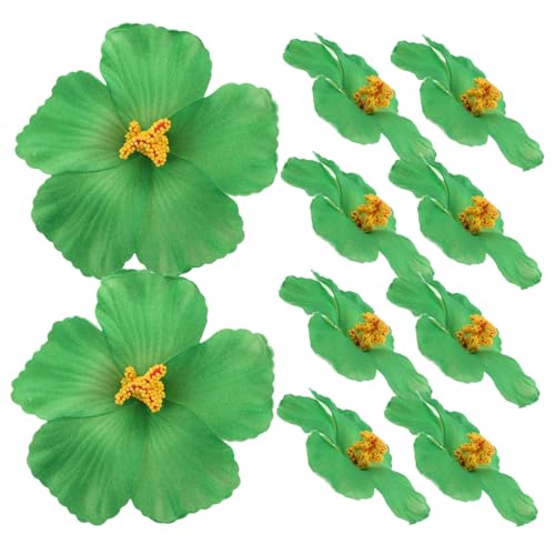 DECHOUS 10 Stück Künstliche Hibiskusblüte Hibiskusblüten Sommerliche Blumendekorationen Hibiskusblumen Tropische Blumen Künstlich Hibiscus Blumen Blattparty Dekoration Eva Green von DECHOUS