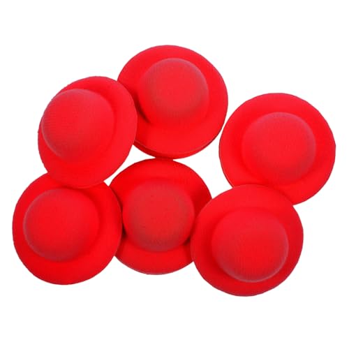 DECHOUS 10 Stück Mini-Strohhut Zubehör Puppenhüte Minihüte zum Basteln Mini-Hut Filz-Fedoras Puppenmütze selber Machen Mini-Hausmütze Hut für Puppe DIY Strohhüte kleine Hüte Flanell rot von DECHOUS