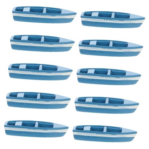 DECHOUS 10 Stück Mini-Yacht Bausatz Miniaturen Bootfahren Küsten Nautisch Winzig Fee Segelboot Nachbildung Eines Bootes Dekoration Schnellboot Klein Wasser Harz Blue von DECHOUS