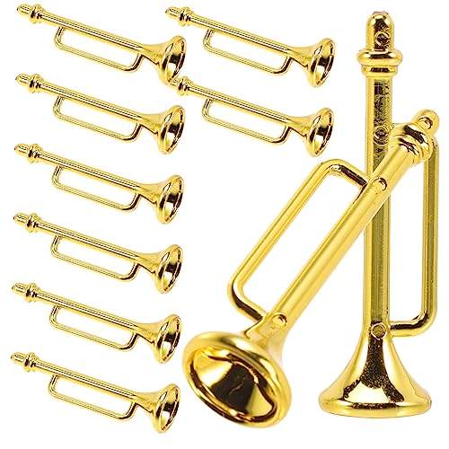 DECHOUS 10 Stück Musikinstrumentenmodell Puppenhaus Musikinstrumente Maßstab 1 12 Miniatur Mini-puppenhaus Mit Musikinstrumenten Trompete Mini-musikinstrumente Dekorativ Golden Plastik von DECHOUS