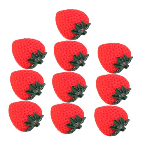 DECHOUS 10 Stück Obst-Modell Simulierte Fruchtscheiben Erdbeerdekor Simuliertes Obst Künstliches Künstliches Obst Zur Auslage Erdbeerscheiben Obstmodell Erdbeer-Modell Rot PVC von DECHOUS