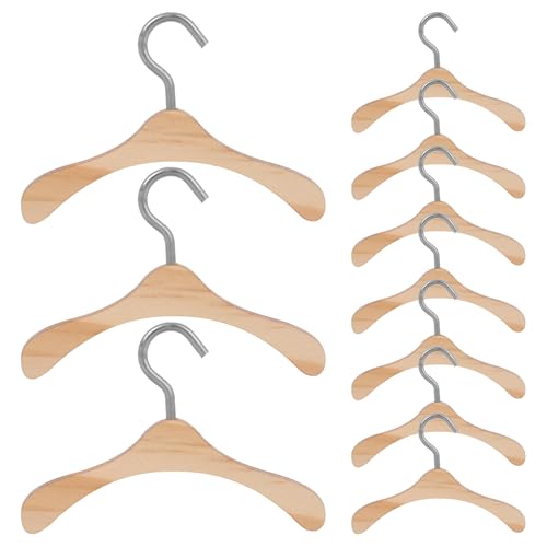 DECHOUS 10 Stück Puppenaufhänger Schrank Für Puppenkleidung Zarte Kleine Kleiderbügel Kleine Kleiderbügel Aufhängen Puppenkleiderbügel Mini-hausbedarf Kleiderbügel Für Puppen Beige Eisen von DECHOUS
