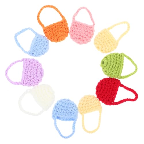 DECHOUS 10 Stück Puppenhaus Wolltasche Ornament Winzige Häkeltasche Miniatur Stricktasche Winzige Dekoration Puppenhaus Zubehör Winziges Kunsthandwerk Puppenhaus Stricktasche Winziges von DECHOUS