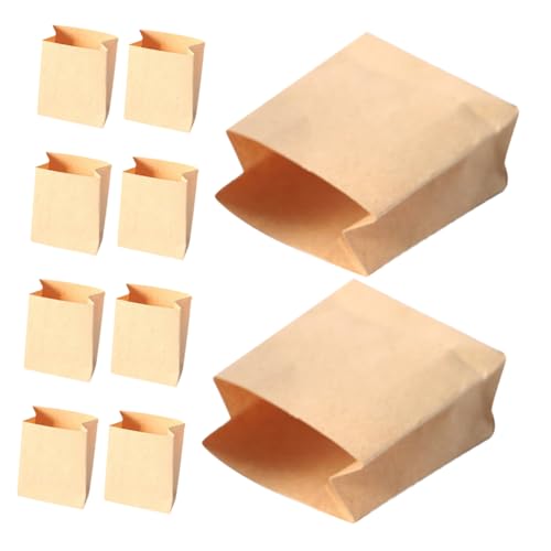 DECHOUS 10 Stück Puppenhaus-verpackungsbeutel Snacktüten Aus Papier Kleine Papiertüten Miniatur Kleine Krafttüten Beutel Für Lebensmittelverpackungen Mini-Dinge Kraftpapier Light Brown von DECHOUS