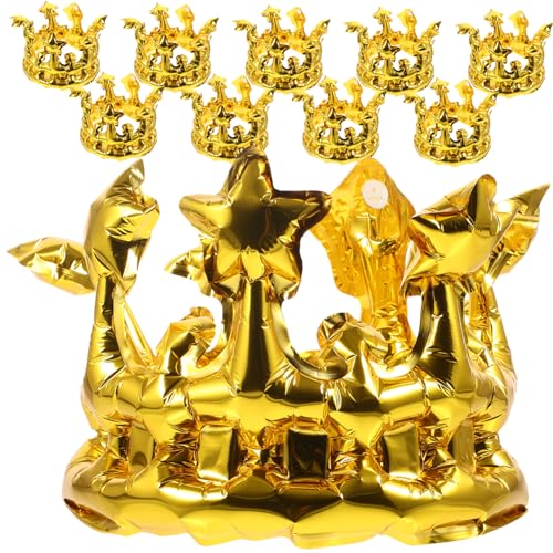 DECHOUS 10 Stück Teiliges Aufblasbares Kronen aus Stabilem Aluminiumfolie Material Vielseitiges Party Deko Accessoire für Geburtstag und Neujahr Kreatives Foto Requisit für Festliche von DECHOUS