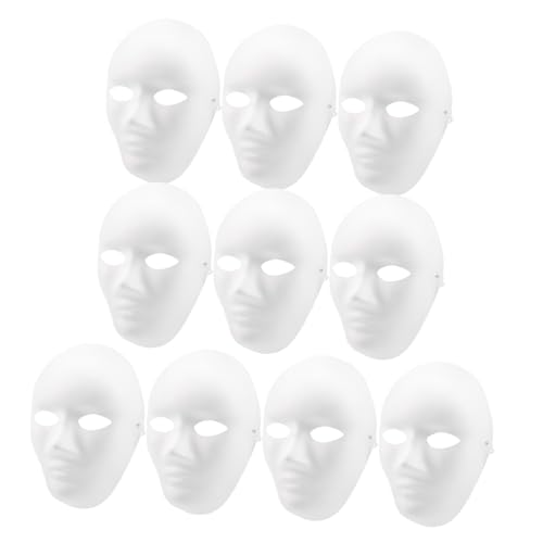 DECHOUS 10 Stück Teiliges DIY Papiermasken zum Bemalen Weiße Vollflächige Masken für Herren Party und Halloween Deko Kreative Maskerade für Karneval Schulkunst und Kostümpartys von DECHOUS